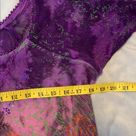 Vintage advance apparel Purple and Green Floral Fairy lace up too free size - Picture 4 of 7